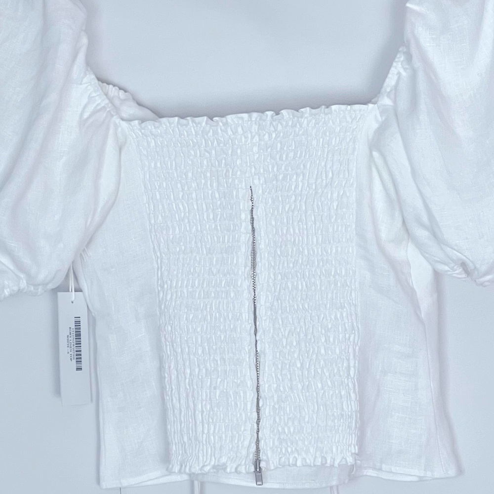 Reformation‎ Top Rory Linen Shirt Blouse Sz 6 Bohemian - Picture 9 of 12
